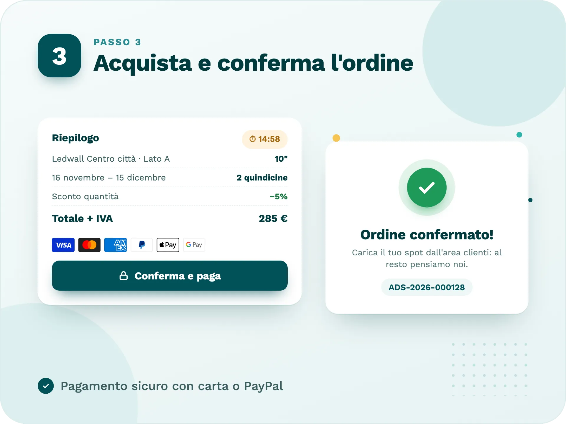 Adisplay - Come acquistare - Acquista e conferma un ordine